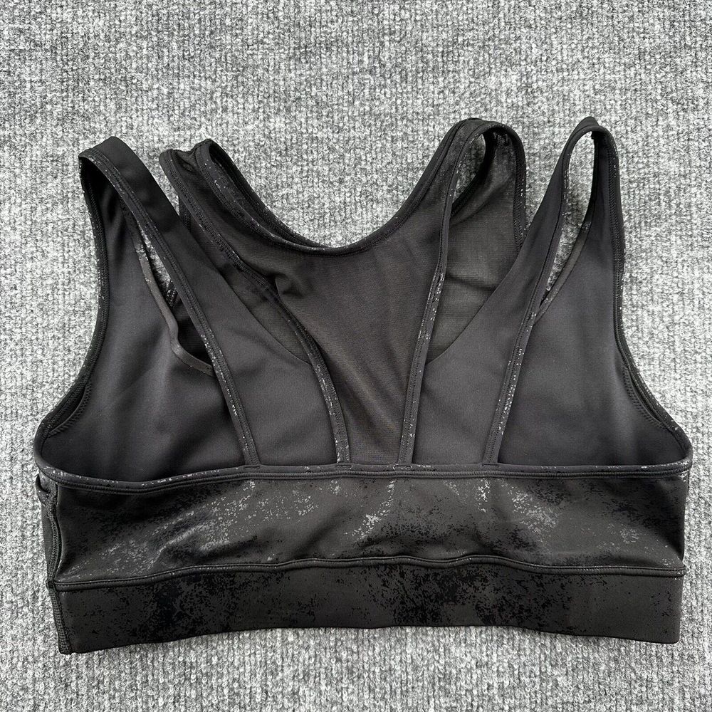 Puma Sports Bra Sz Large Mid Impact Fashion Luxe Ellavate Black Mesh Athleisure - Picture 4 of 10